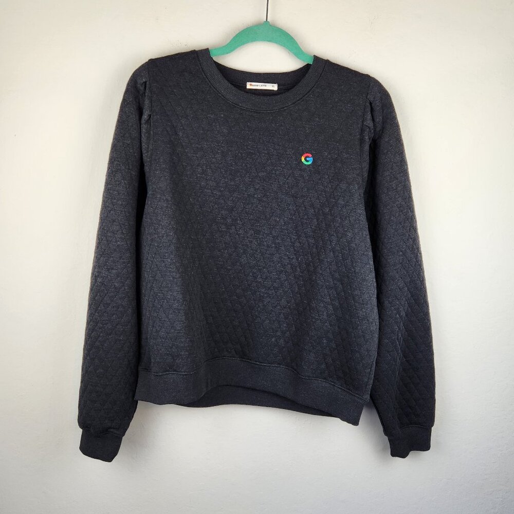 Marine Layer Corbet Puff Sleeve Crewneck Sweatshirt Charcoal XL Google Branded